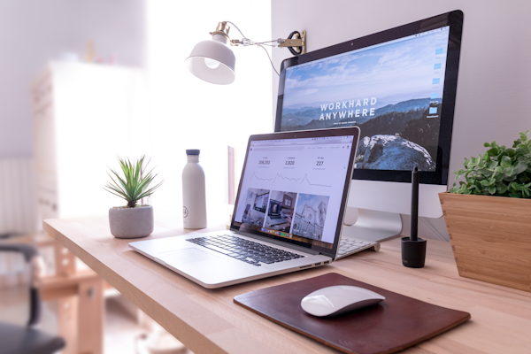 Laptop workspace for building an online store